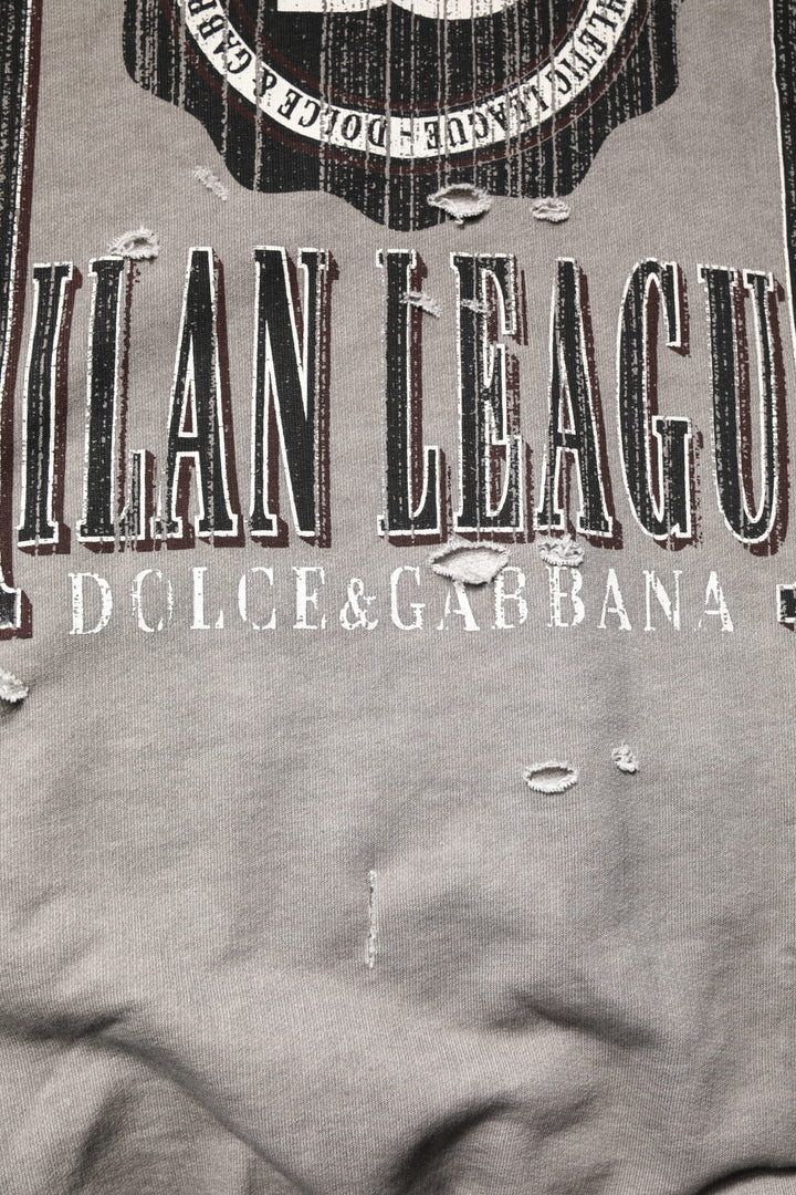 Dolce & Gabbana Gray Logo Print Crew Neck Pullover Sweater