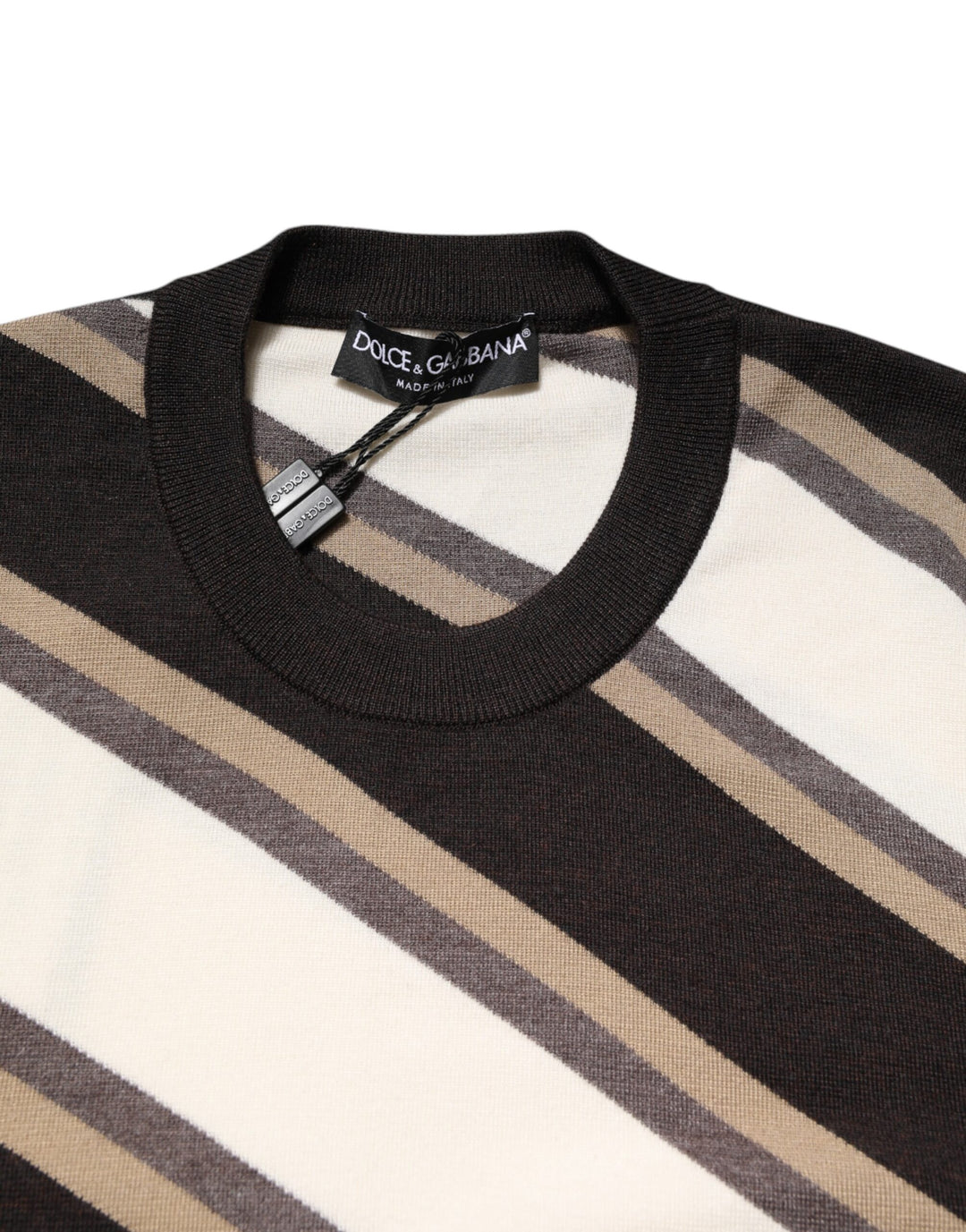 Dolce & Gabbana Multicolor Stripes Crew Neck Pullover Sweater