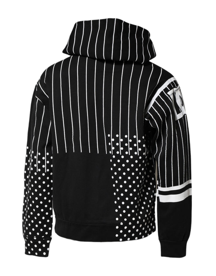 Dolce & Gabbana Black White Stripe Hooded Sweatshirt Sweater
