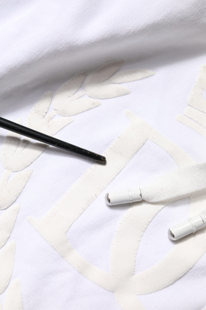 Dolce & Gabbana White Embossed Logo Hooded Sweatshirt Sweater