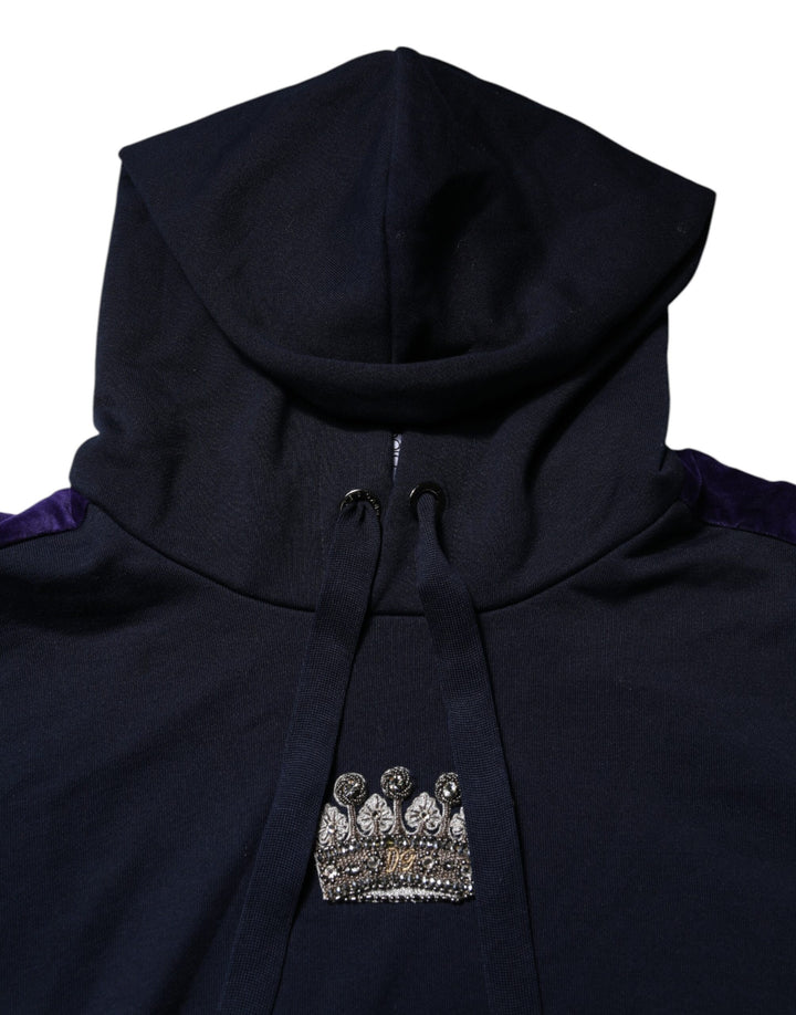Dolce & Gabbana Black Crown Cotton Hooded Sweatshirt Sweater