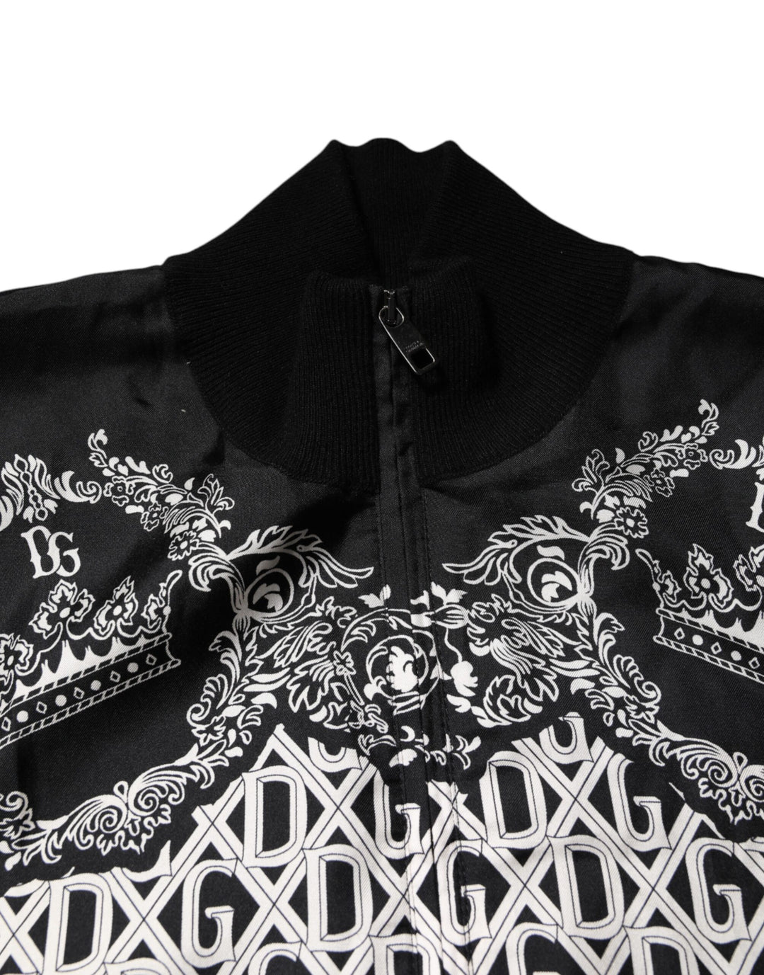 Dolce & Gabbana Black White Bandana Print Full Zip Sweater