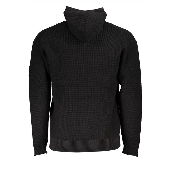 Calvin Klein Black Cotton Men's Sweater Hooded Half Zip