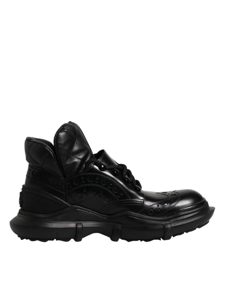 Dolce & Gabbana Black Leather Casual Mens Ankle Boots Shoes