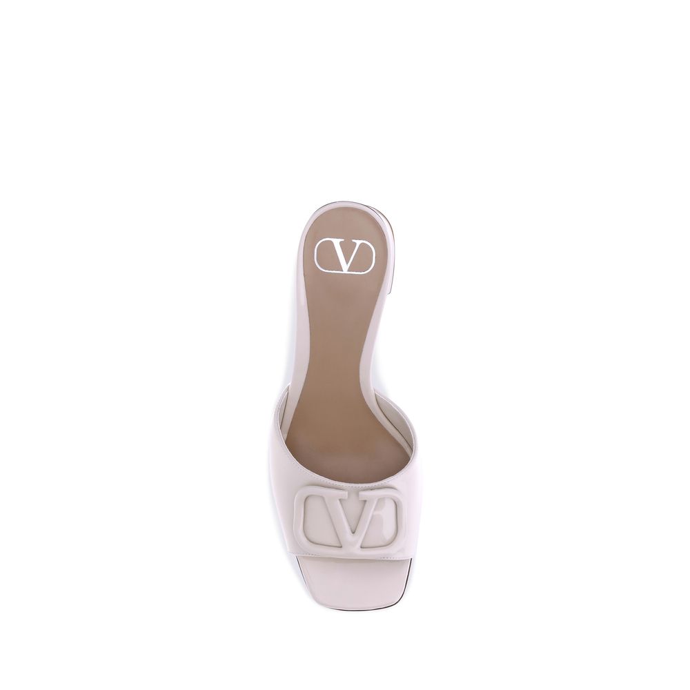 Valentino Garavani Beige Calf Leather Bos Taurus Flat Sandals