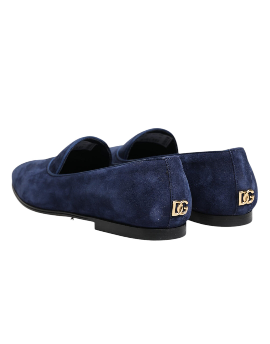 Dolce & Gabbana Blue Velvet DG Logo Loafers Formal Shoes
