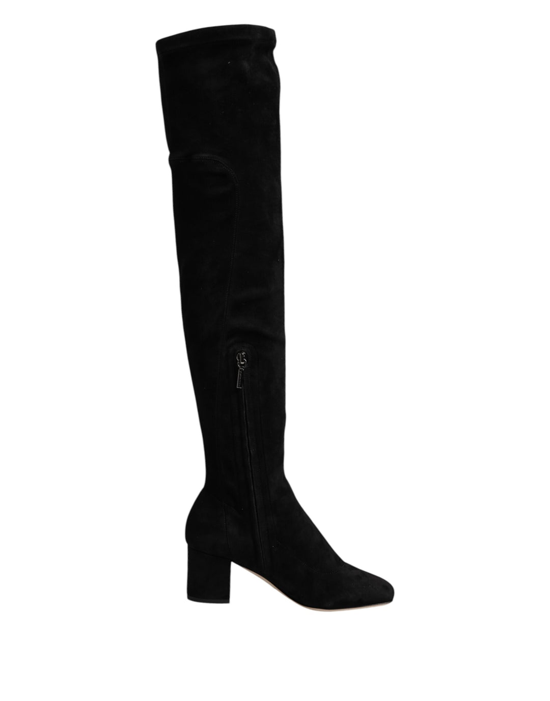 Dolce & Gabbana Black Suede Leather Knee High Boots Shoes