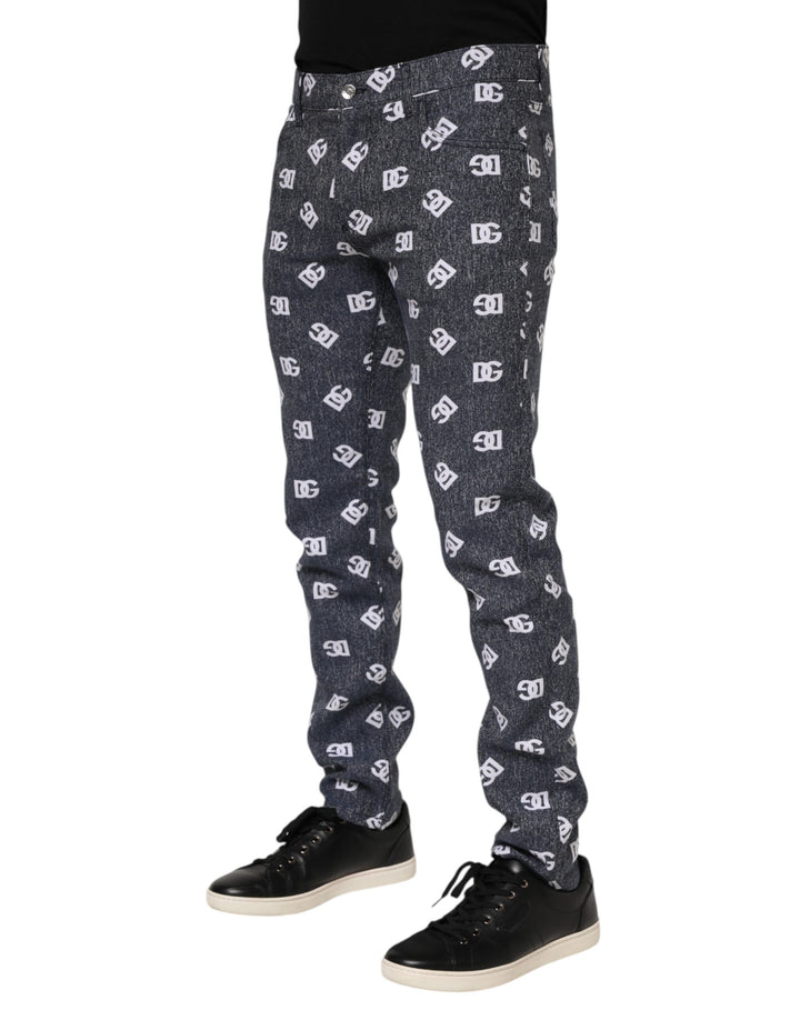 Dolce & Gabbana Dark Gray Logo Cotton Skinny Slim Denim Jeans