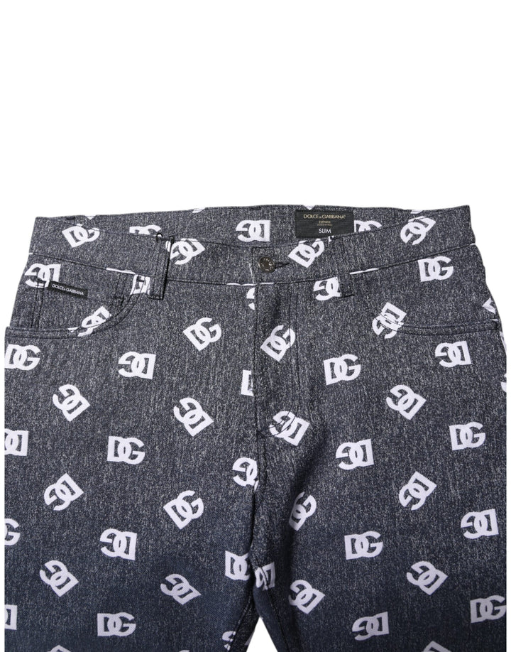 Dolce & Gabbana Dark Gray Logo Cotton Skinny Slim Denim Jeans
