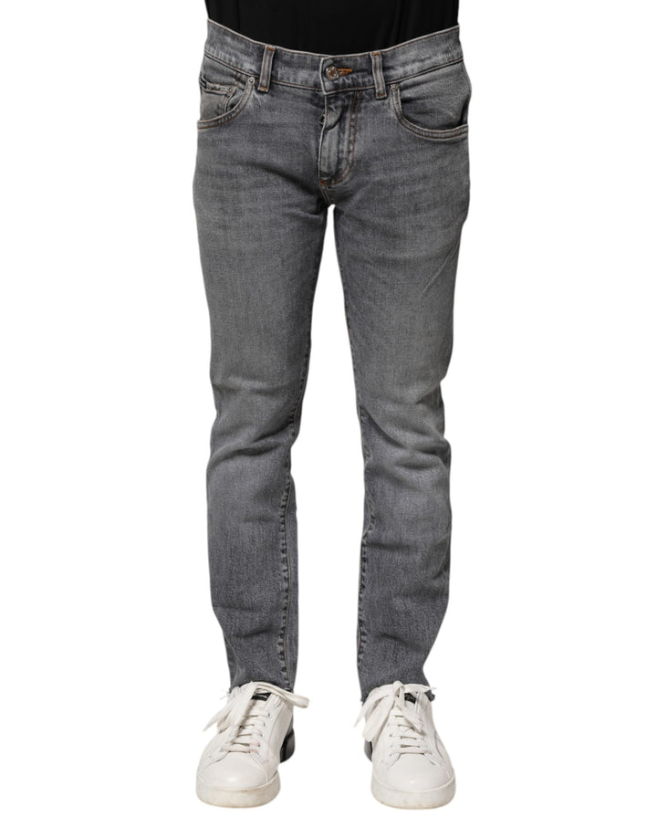 Dolce & Gabbana Gray Cotton Skinny Men Denim Trouser Jeans