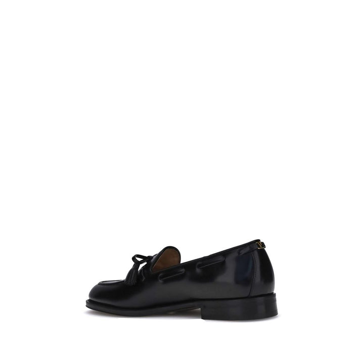 Valentino Garavani Black Calf Leather Bos Taurus Slip-On Loafers
