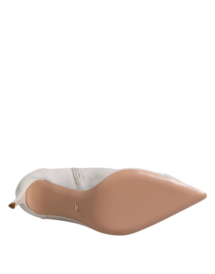 Elisabetta Franchi White Stiletto Heels Mid Calf Boots Shoes