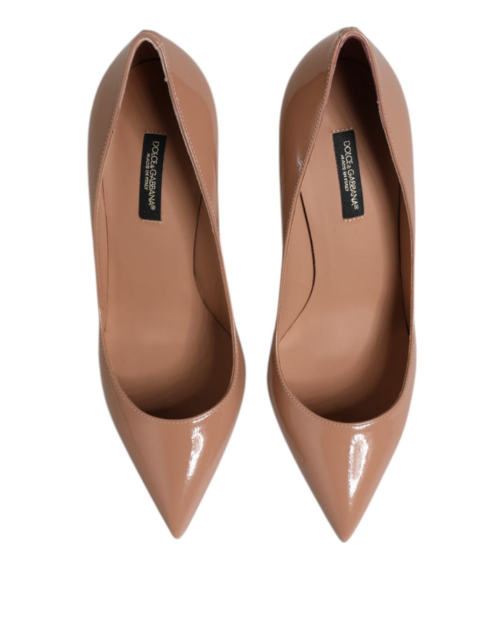 Dolce & Gabbana Beige Patent Leather Stiletto Heel Pump Shoes