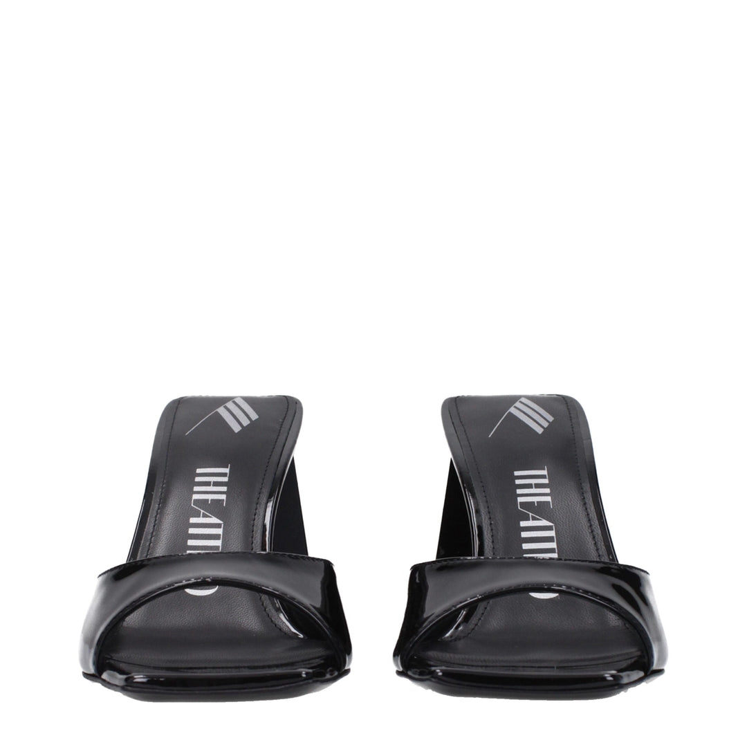 The Attico Black Leather Stiletto Heel Sandals