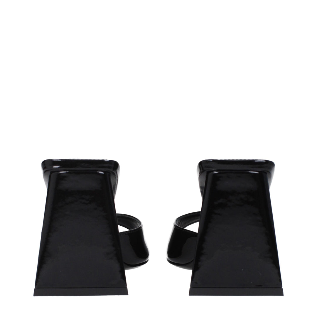 The Attico Black Leather Stiletto Heel Sandals