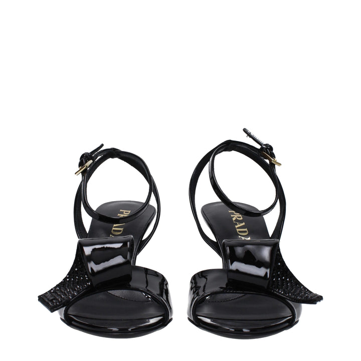 Prada Black Leather Stiletto Heel Sandals
