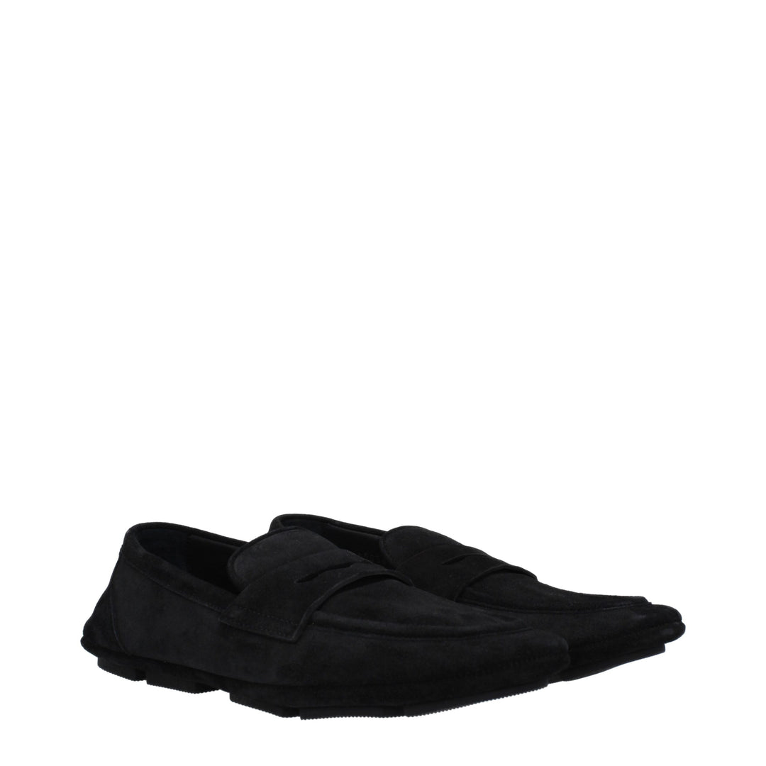 Dolce & Gabbana Black Leather Slip-On Loafers