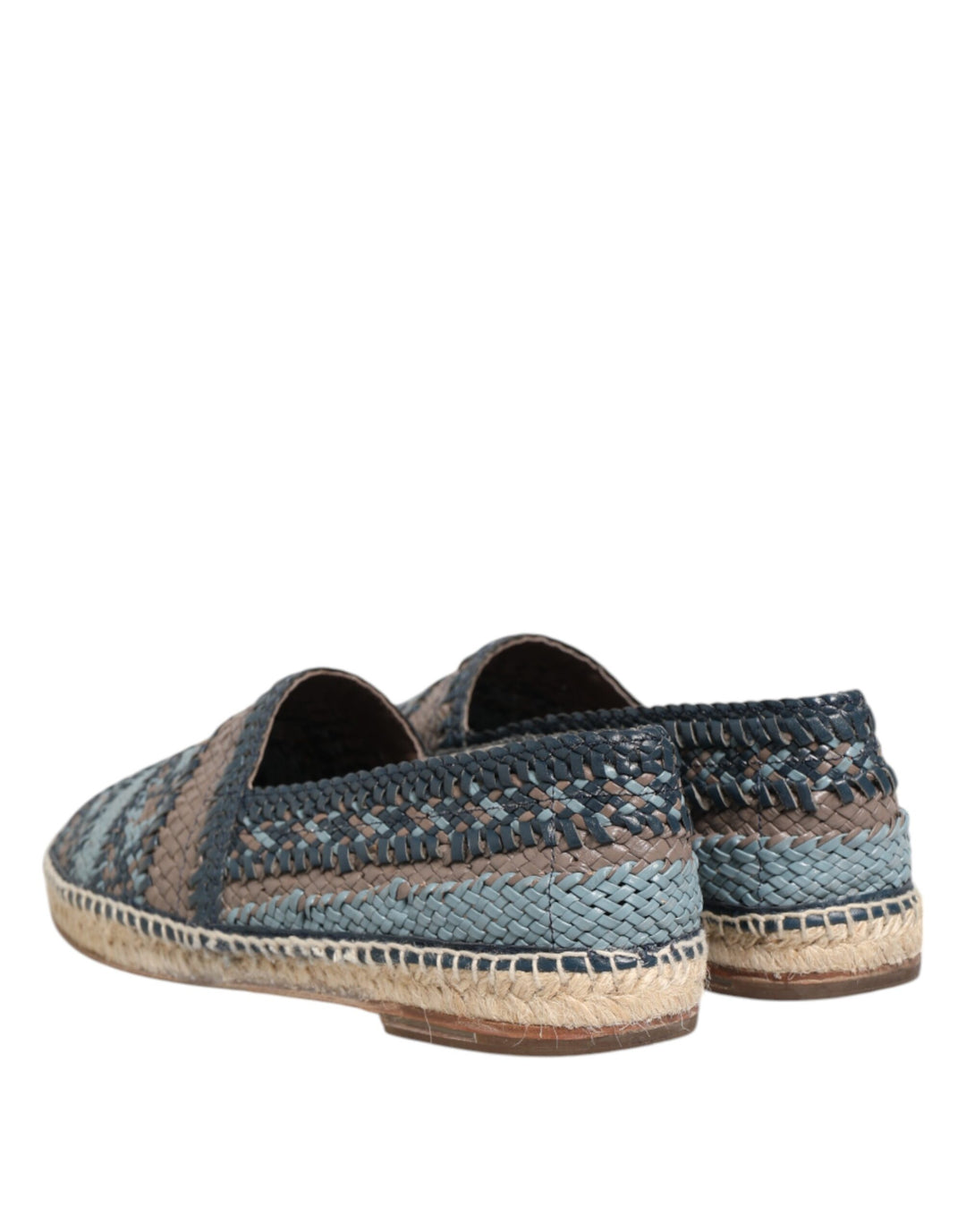 Dolce & Gabbana Blue Gray Woven Leather Buffalo Espadrille Shoes