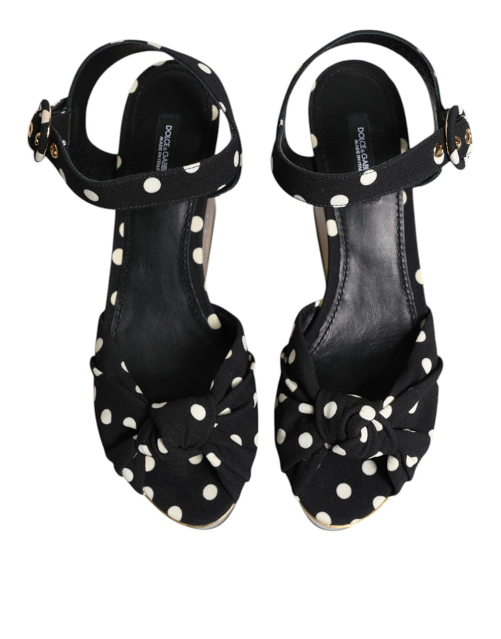 Dolce & Gabbana Multicolor Fish Polka Dot Wedge Sandals Shoes
