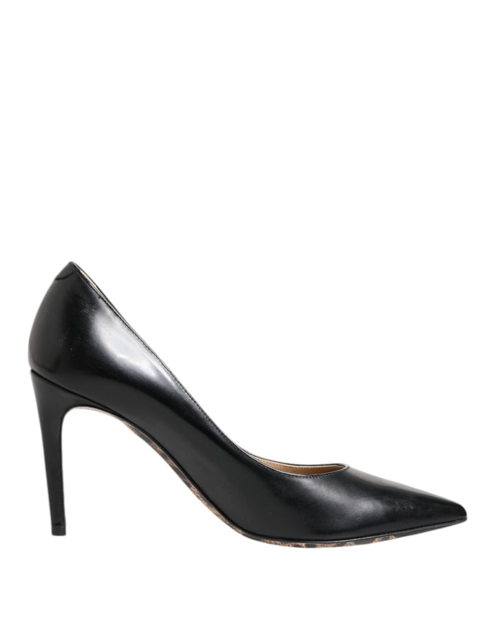Dolce & Gabbana Black Calf Leather Stiletto Heels Pumps Shoes