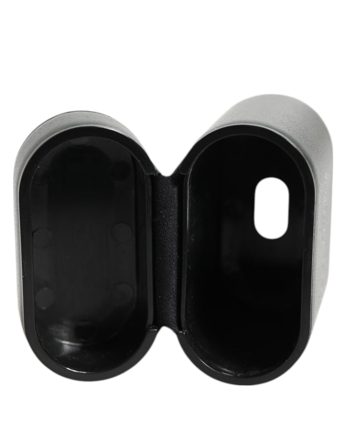 Dolce & Gabbana Black Leather Logo Print Flip Holder Men Airpods Case