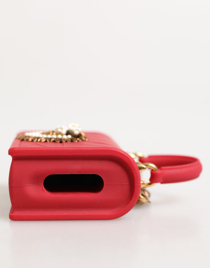 Dolce & Gabbana Red Silicone Devotion Heart Cover Bag Women Airpods Case