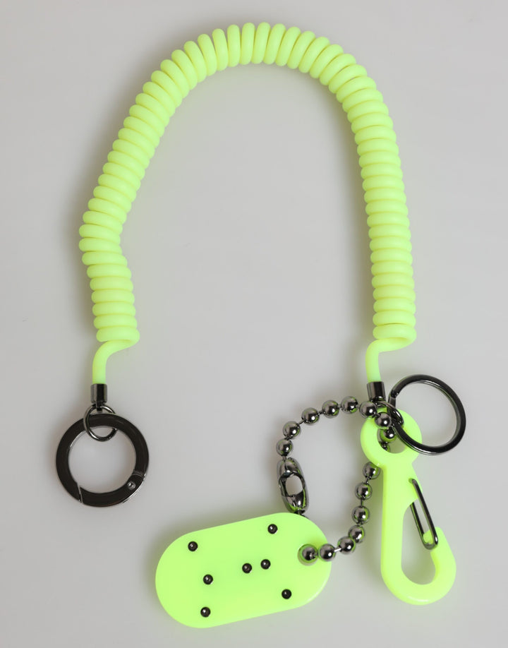 Dolce & Gabbana Green Springy Key Holder DG Logo Men's Keychain Keyring