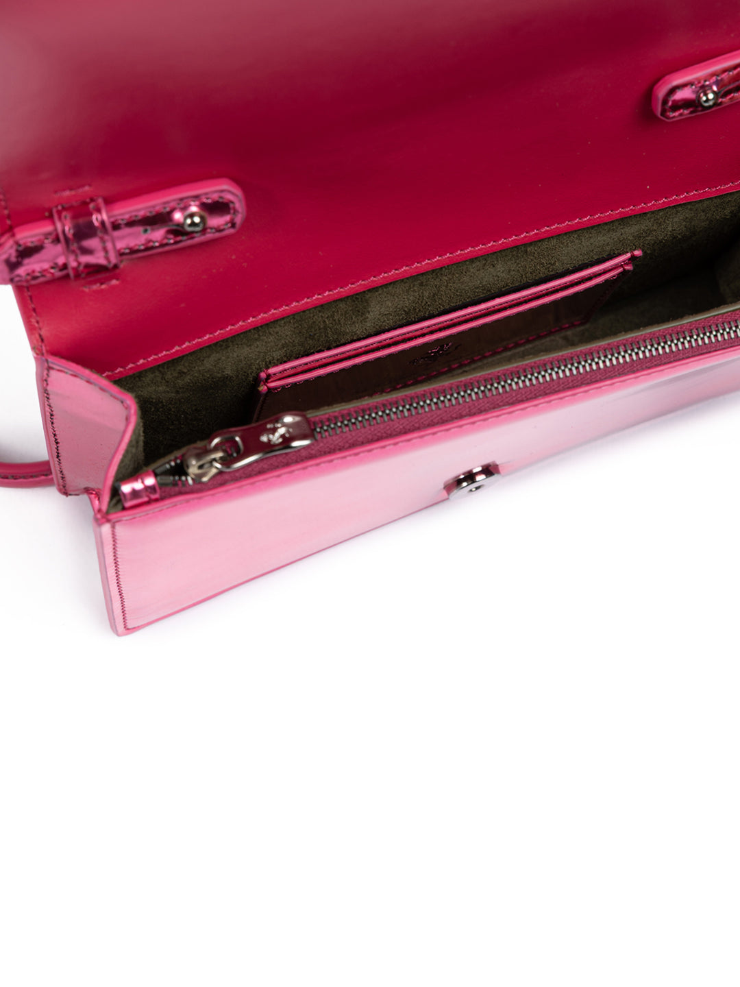 Ferrari Metal Pink GT patent leather bag with chain