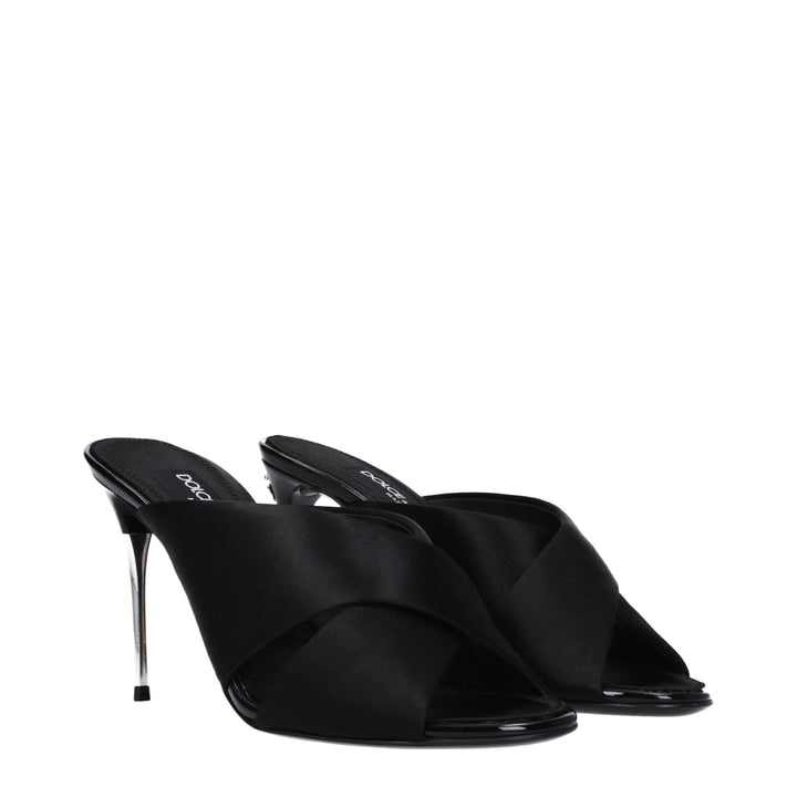 Dolce & Gabbana Black Satin Stiletto Heel Sandals