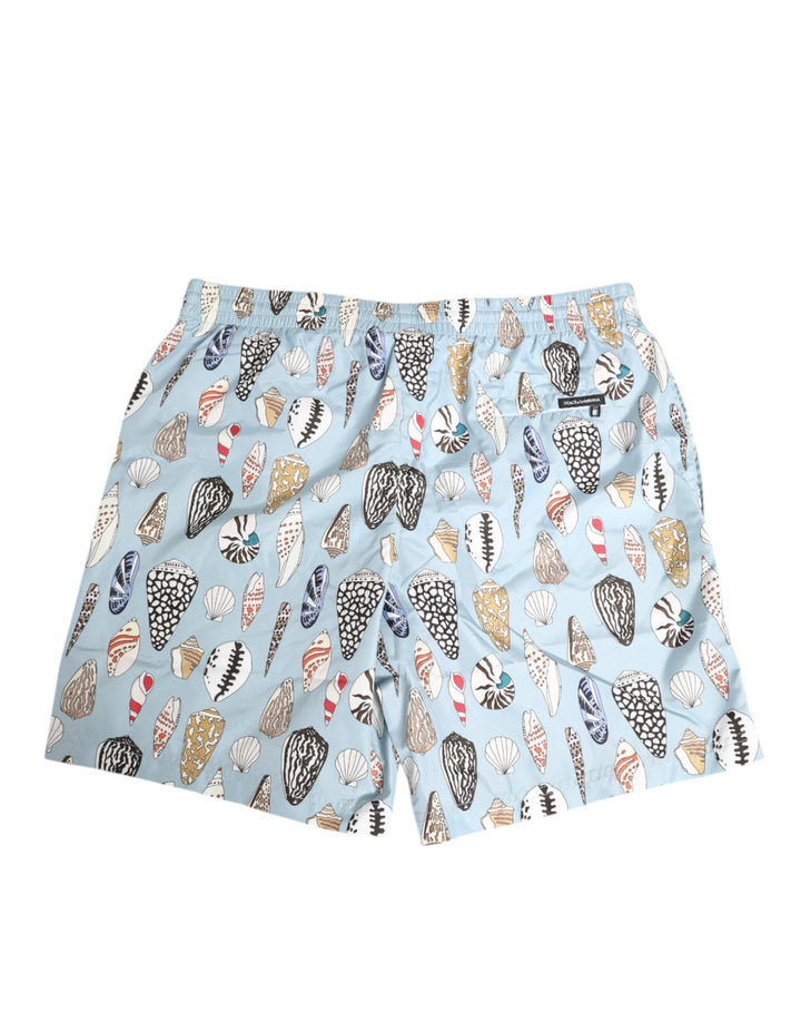 Dolce & Gabbana Blue Seashell Print Nylon Men Shorts Swimwear