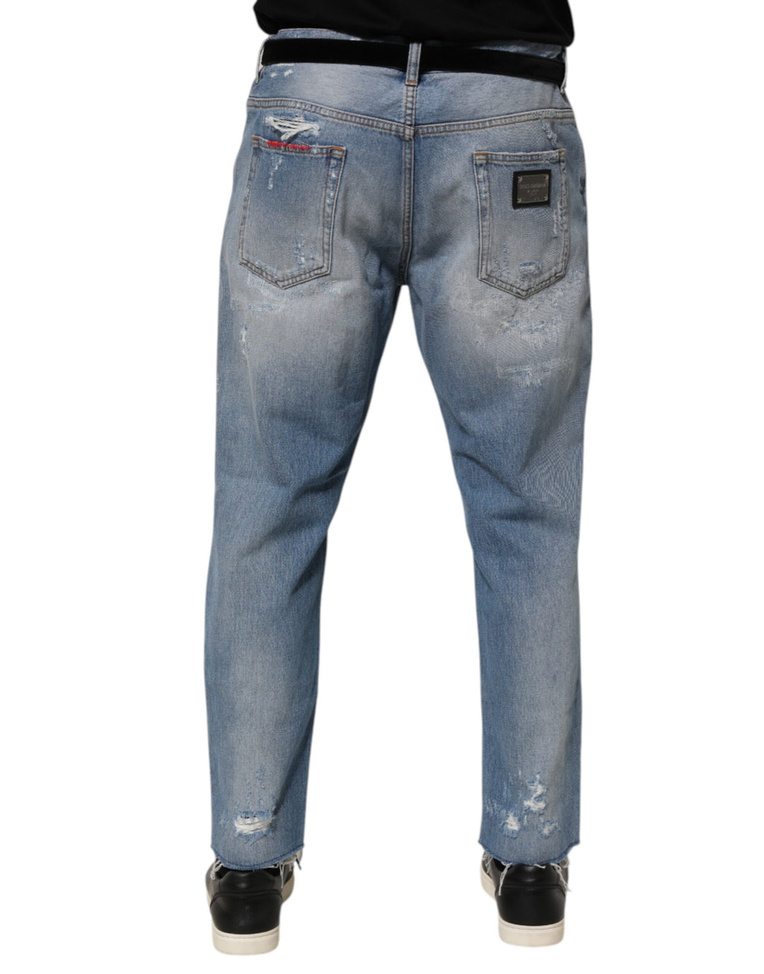 Dolce & Gabbana Blue Distressed Ripped Denim Pants Jeans