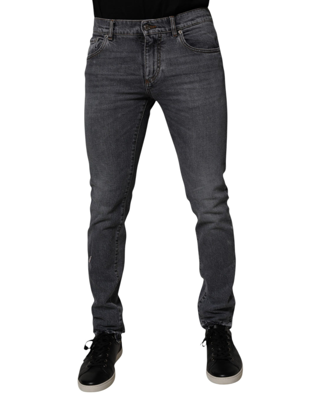 Dolce & Gabbana Dark Gray Cotton Stretch Skinny Denim Jeans