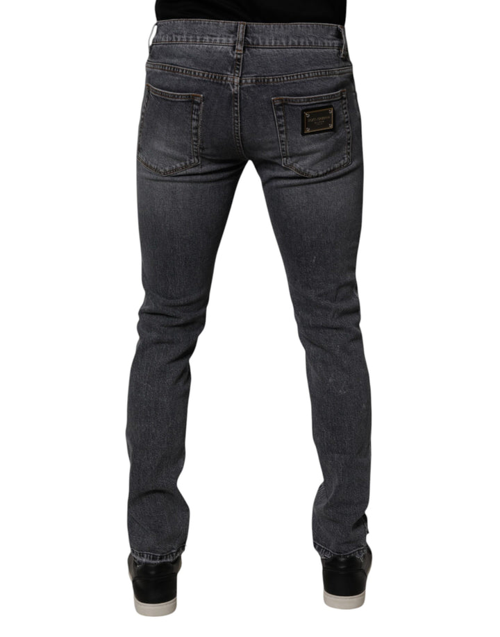 Dolce & Gabbana Dark Gray Cotton Stretch Skinny Denim Jeans