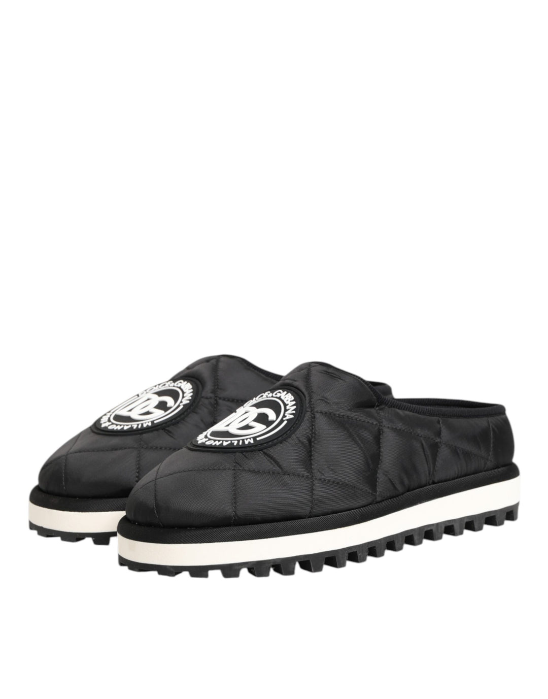 Dolce & Gabbana Black Nylon Low Top Slip On Sneaker Shoes