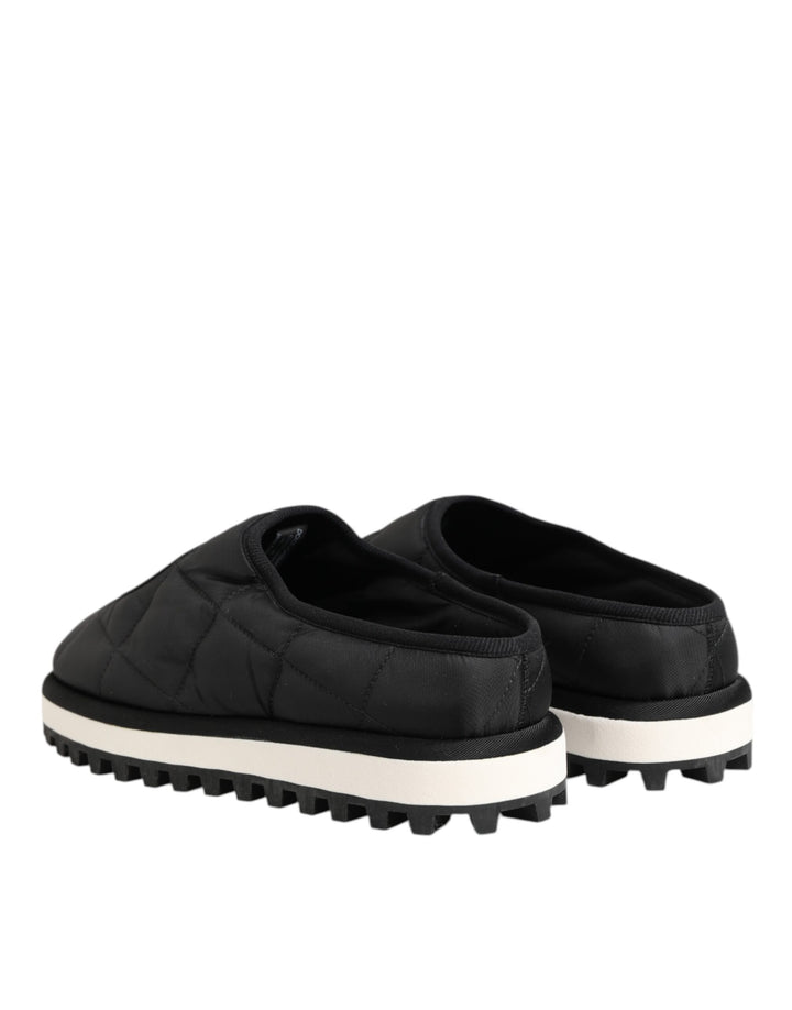 Dolce & Gabbana Black Nylon Low Top Slip On Sneaker Shoes