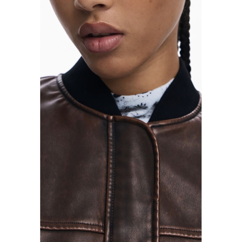 Desigual Burgundy Polyurethane Women Poncho