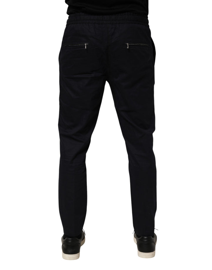 Dolce & Gabbana Black Mid Waist Drawstring Men Jogger Pants