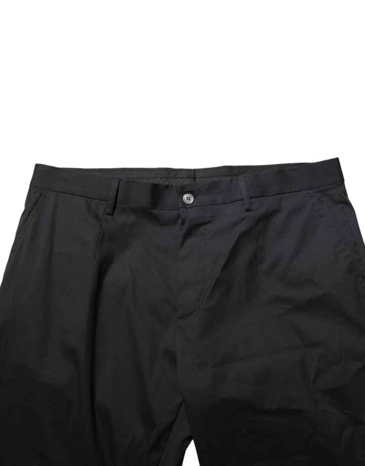 Dolce & Gabbana Black Cotton Formal Dress Men Trouser Pants