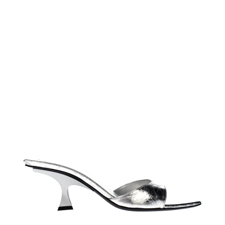 The Attico Gray Leather Flat Sandals