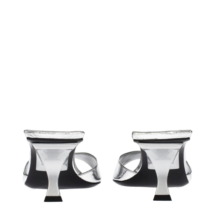 The Attico Gray Leather Flat Sandals