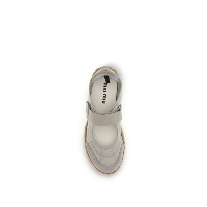 Miu Miu Gray Recycled Polyamide Ballet Flats