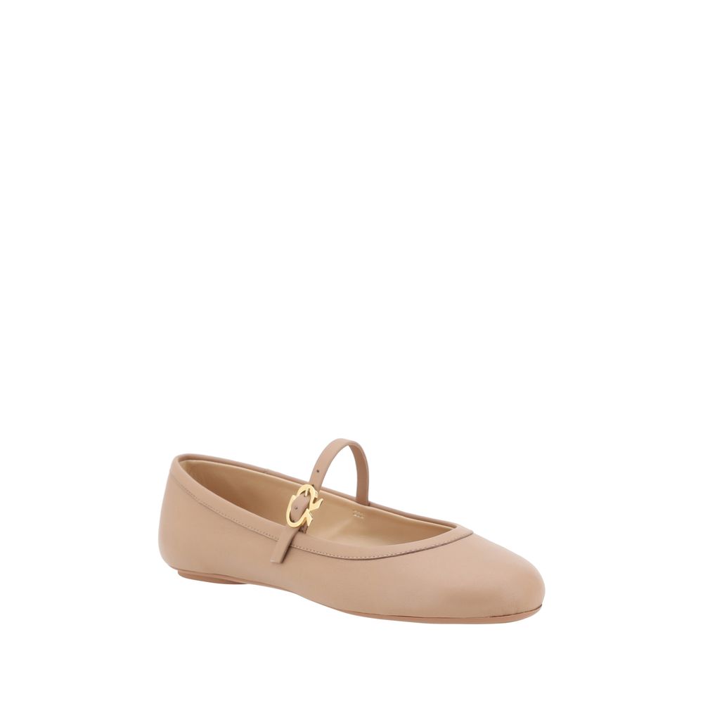 Gianvito Rossi Beige Calf Leather Bos Taurus Ballet Flats