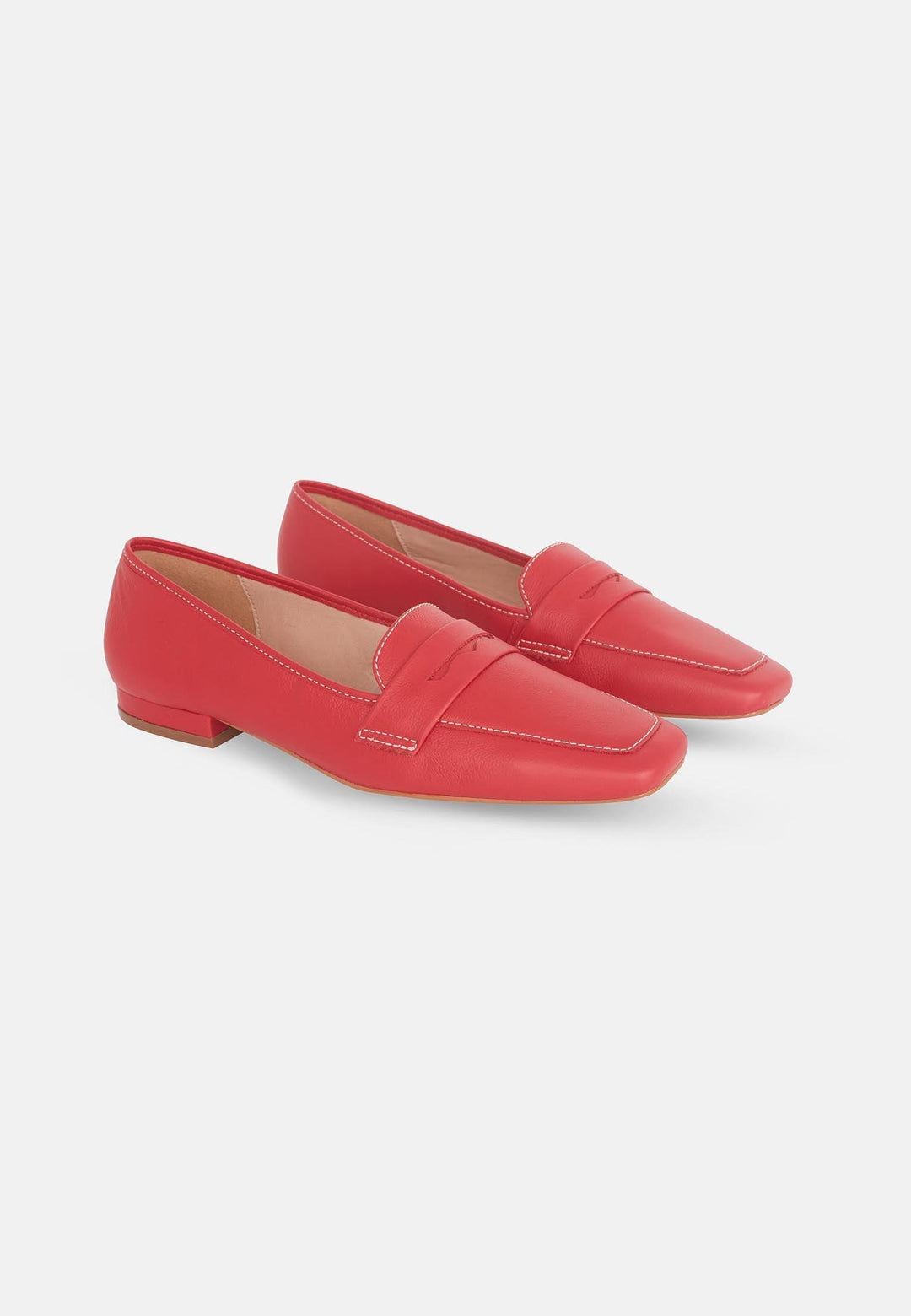 Mangará Atelier Red Leather Flats Cipó – Women’S Square-Toe Loafers