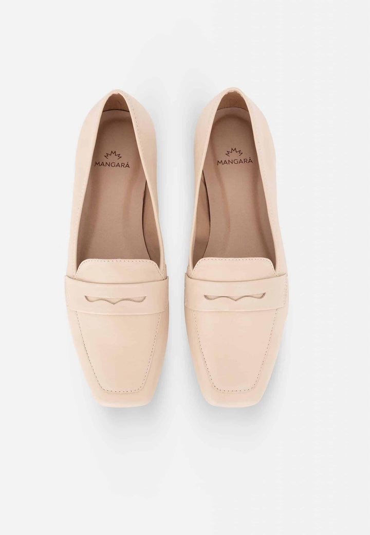 Mangará Atelier Beige Leather Flats Cipó – Women’S Square-Toe Loafers