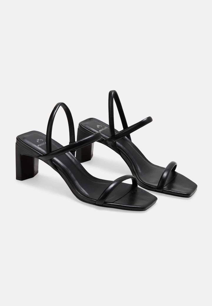 Mangará Atelier Black Calf Leather Sandals CortiçA – Women’S 9 Cm High Heel With Ankle Strap