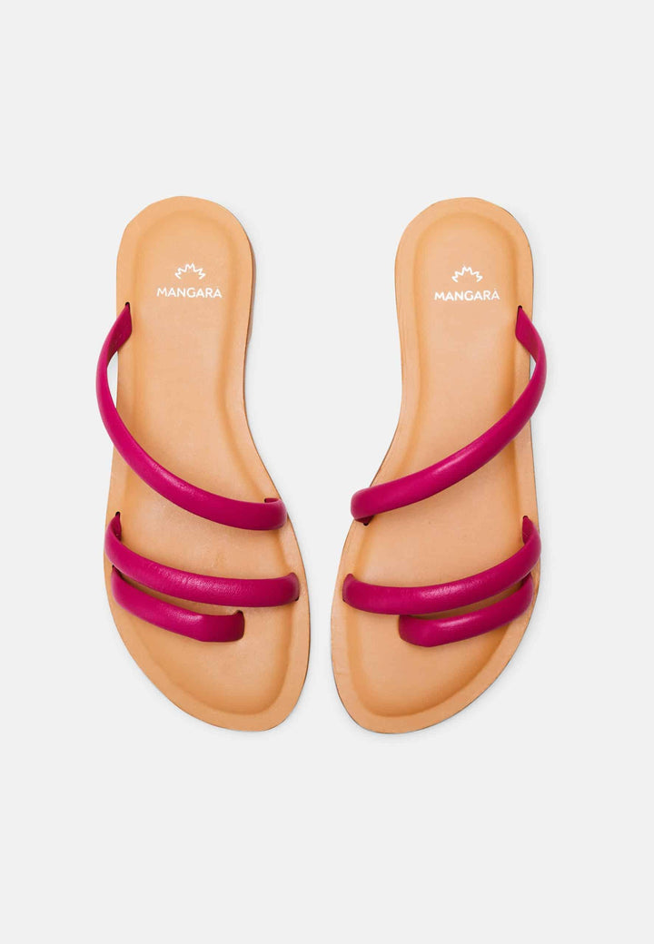 Mangará Atelier Pink Calf Leather Flat Sandals – Women’S Minimalist Three-Strap Slides