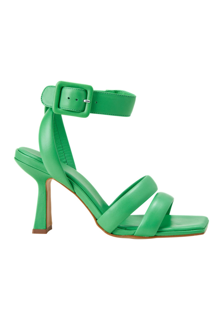 Mangará Atelier Green Calf Leather Sandals Uvaia – Women’S 8 Cm Sculpted Heel With Ankle Strap