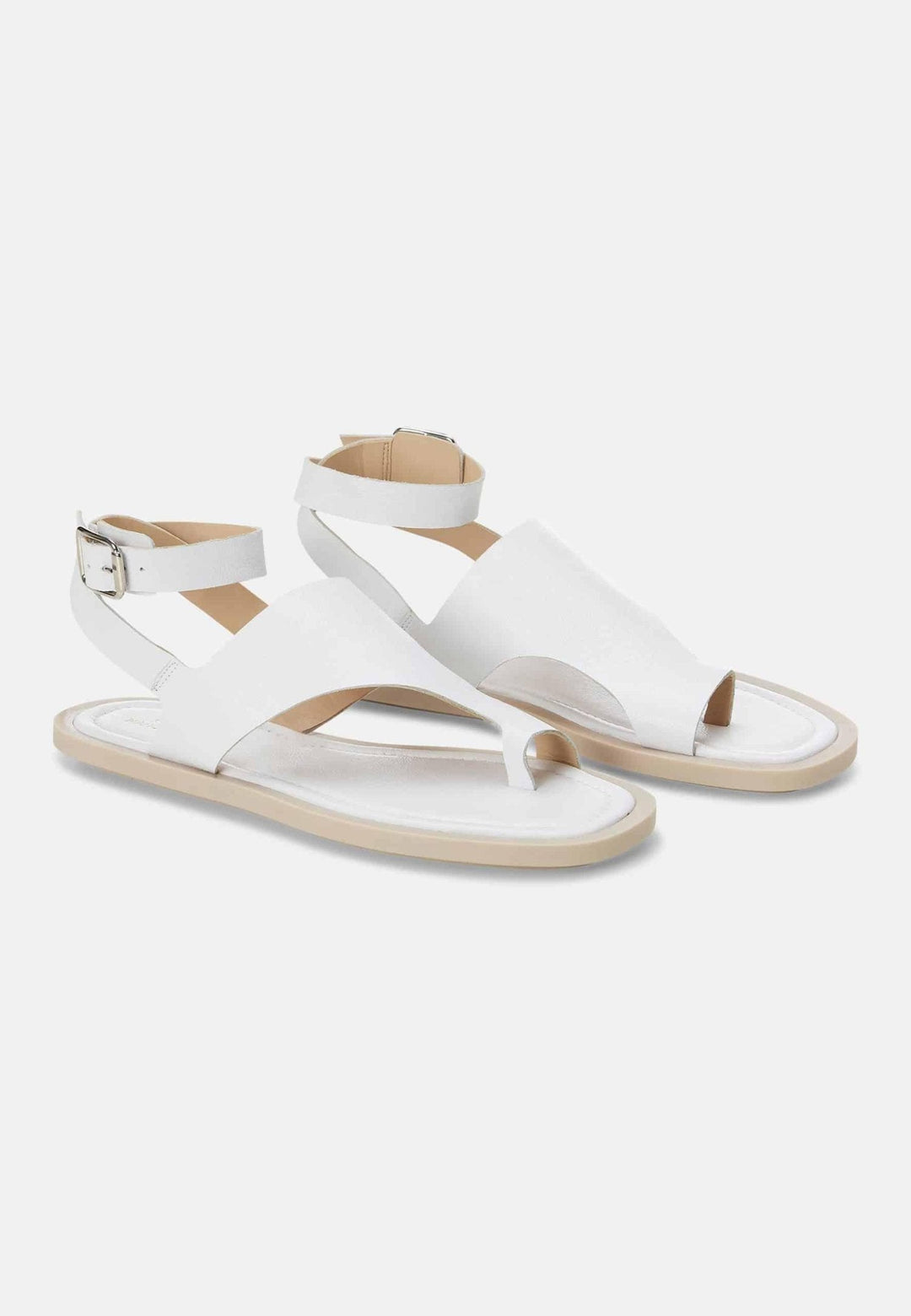 Mangará Atelier White Leather Toe-Ring Sandals – Handmade Women’S Flat Sandals