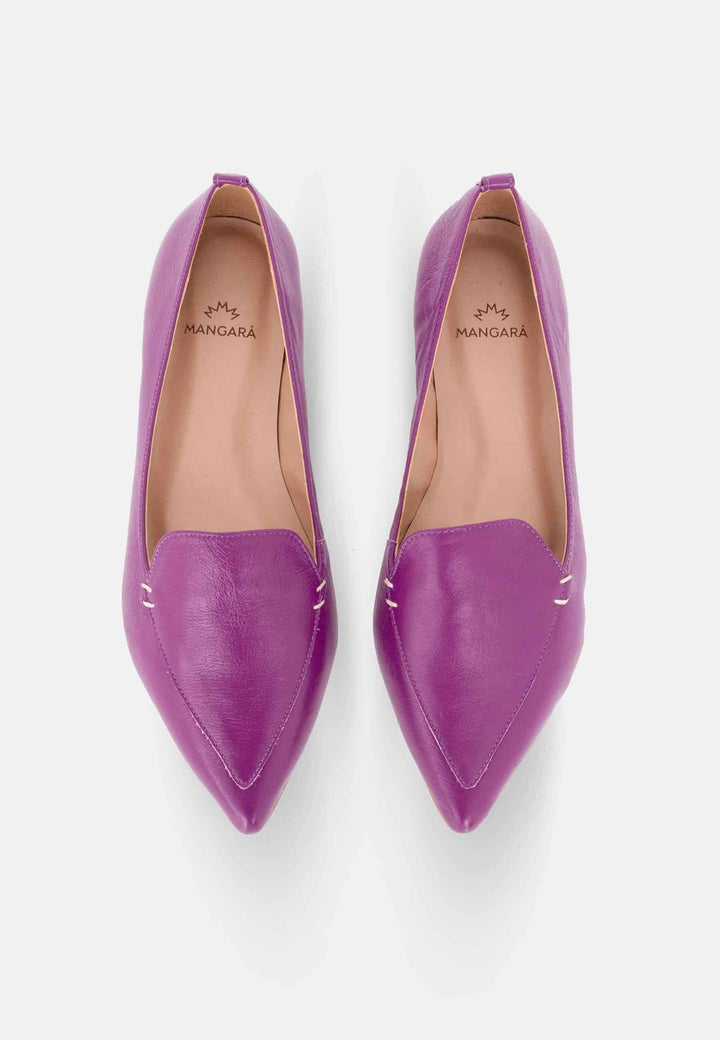 Mangará Atelier Purple Leather Ballerinas Butia – Women’S Pointed-Toe Flat Shoes