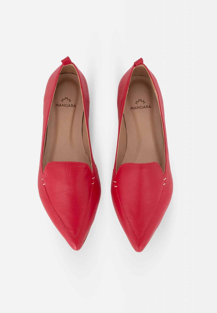 Mangará Atelier Red Leather Ballerinas Butia – Women’S Pointed-Toe Flat Shoes